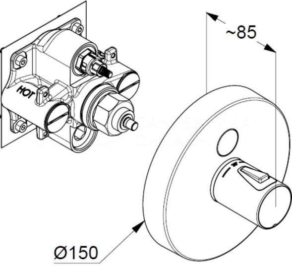 Термостат KLUDI PUSH 389020538 для душа встраиваемый на 1 потребителя внешняя часть