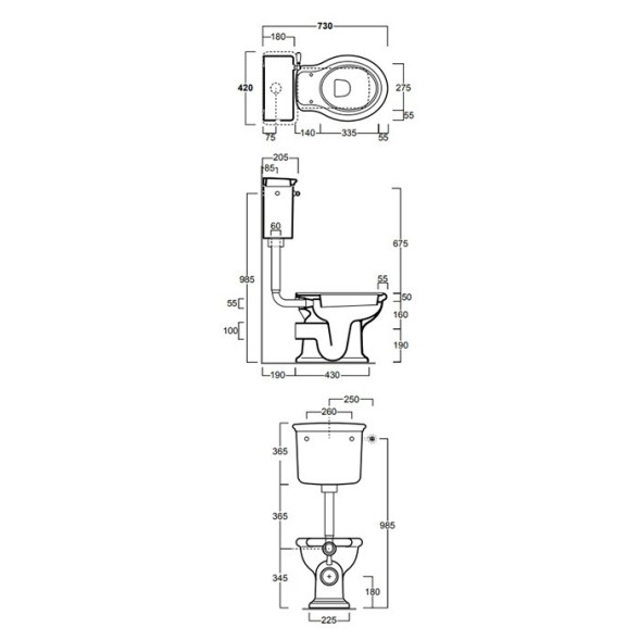 Бачок SIMAS LANTE Настенный на средней трубе с фронтальной ручкой смыва цвет белый LA28B