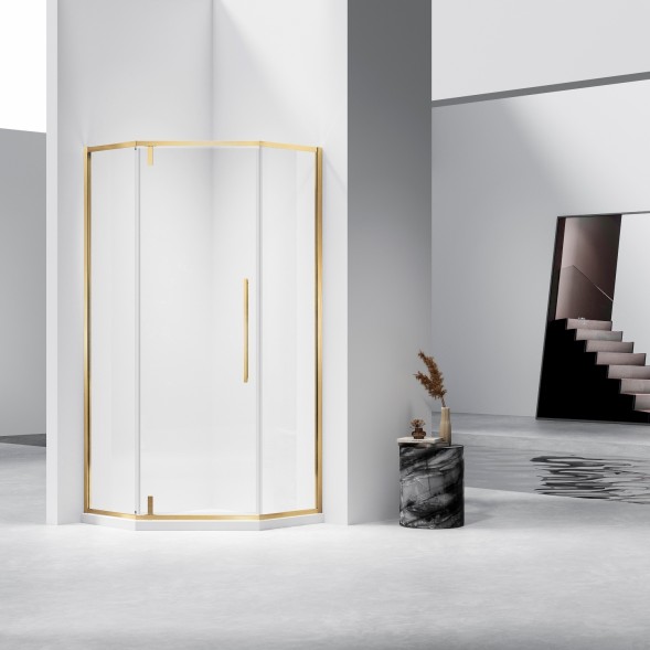 Vincea Душевой уголок Слим-Н (Slim-N) VSP-4SN100CLG, 1000*1000, брашированное золото, стекло прозрачное
