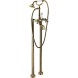 Emmevi Deco Old, двухвентильный напольный смеситель для ванны (излив 12 см), с набором для душа (лейка и дивертер с белой ручкой), цвет бронза 1261128/BR
