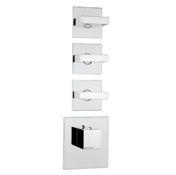 Смеситель термостат Bossini Rectangular Z033205.030 для ванны и душа встраиваемый внешняя часть на 3-6 потребителей цвет хром