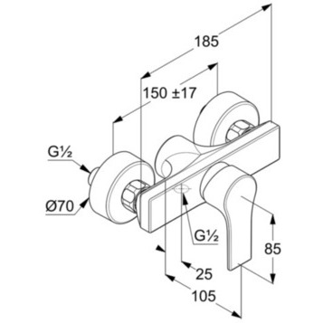 Смеситель KLUDI ZENTA SL 488700565 для душа настенный с подключением шланга