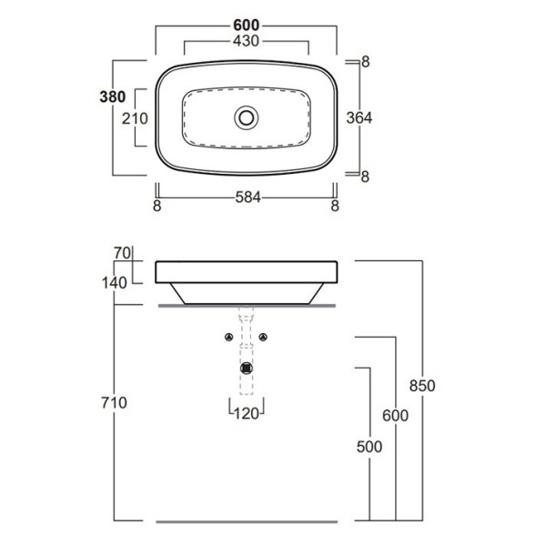 Раковина SIMAS BADEN BADEN накладная без отверстий цвет белый BB11