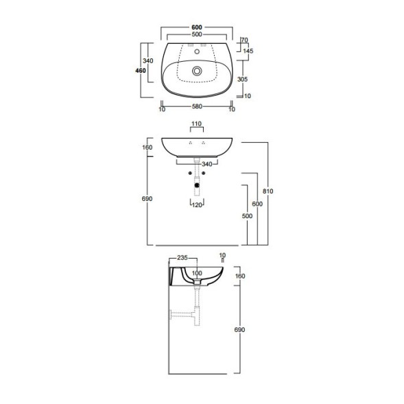 Раковина SIMAS VIGNONI подвесная или накладная с одним отверстием цвет белый VI10