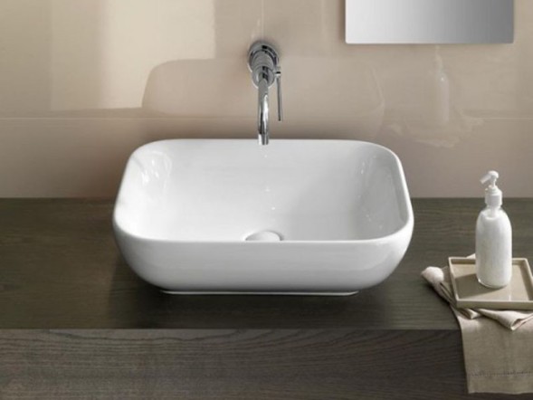 Раковина HATRIA HAPPY HOUR Y0QQ01 накладная без отверстия без перелива цвет белый