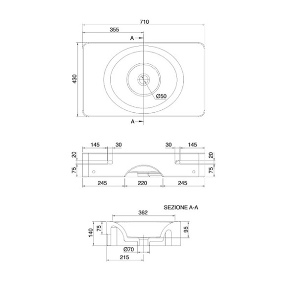 Раковина Scarabeo FUJI подвесная или накладная без перелива без отверстий цвет белый 6002