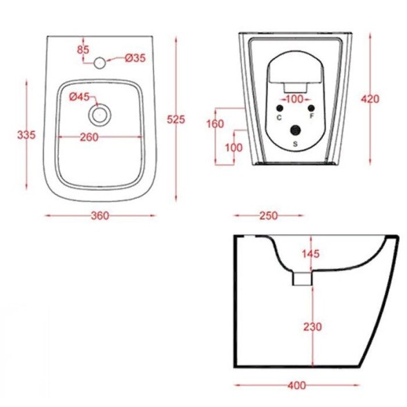 Биде Artceram A16 напольное  с одним отверстием цвет cocoa ASB002 39 00