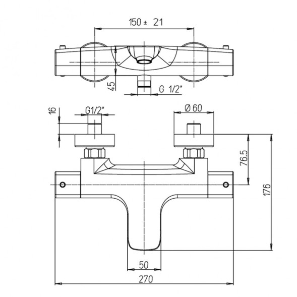 Paini 09CR111TH Смеситель для ванны Нове с термостатом, хром