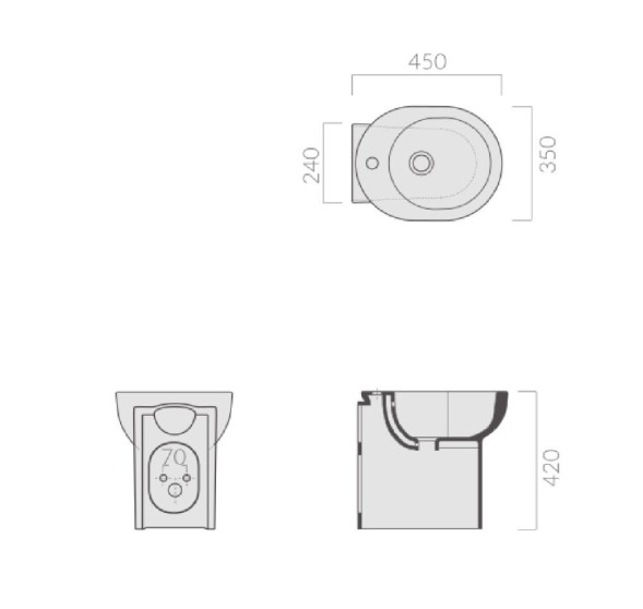 Биде GALASSIA M2 5213 напольное с одним отверстием с крепежом цвет белый глянцевый