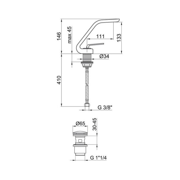 Смеситель для раковины Webert Wolo WO830102564. черный