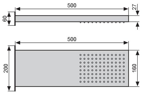 Emmevi, верхний душ. 500*180. 1 режим. Сталь, цвет хром C06653/CR