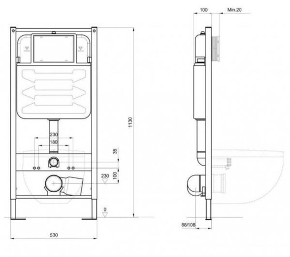NOFER Инсталляция HYDROSMART для подвесного унитаза 07801.N