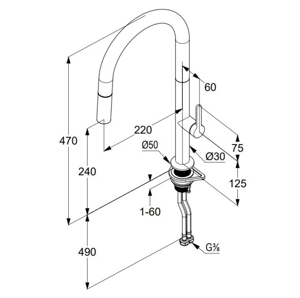 Смеситель KLUDI AUREA 558526675 для кухни с выдвижным изливом