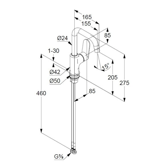 Смеситель KLUDI X1 320283975 для раковины на одно отверстие высокий