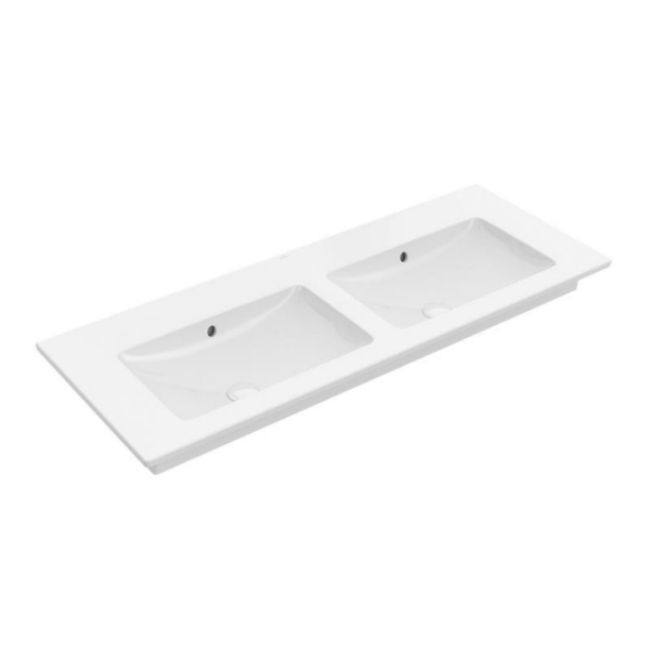 Villeroy&amp;Boch Раковина, Venticello, двойная, шгв 1300*500*120, отверстия для смесителя-2 сквозных, 4 промаркированных, цвет-альпийский белый 4111DL01