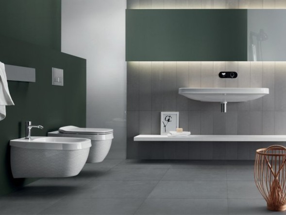 Раковина HATRIA ABITO YXX901 подвесная или накладная без отверстия с переливом цвет белый