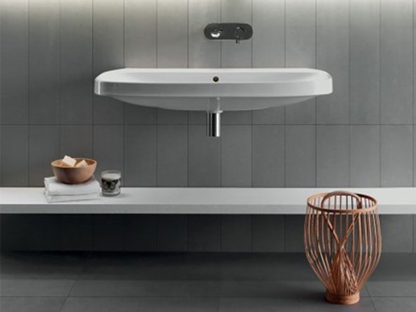 Раковина HATRIA ABITO YXX901 подвесная или накладная без отверстия с переливом цвет белый