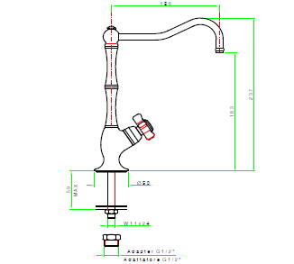 Nicolazzi Кран для воды Mini D.Anglaises 1435 OG 13 цвет латунь необработанная