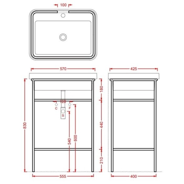 Консоль Artceram Fuori Scala металлическая для прямоугольной раковины цвет белый матовый ACA056 05