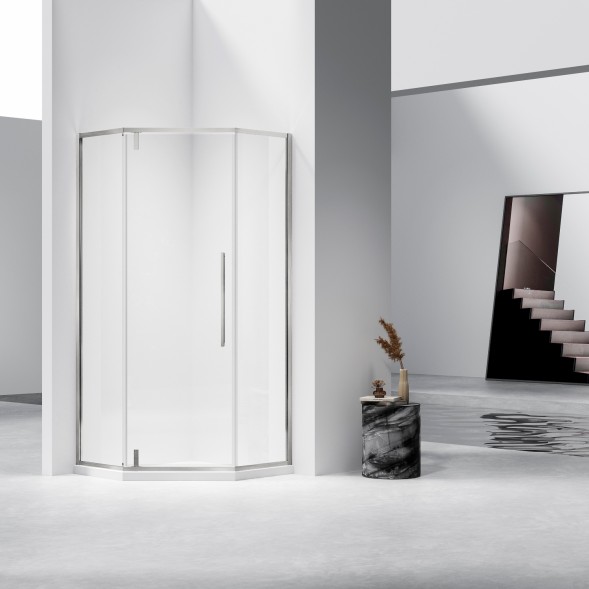 Vincea Душевой уголок Слим-Н (Slim-N) VSP-4SN100CLBN, 1000*1000, брашированный никель, стекло прозрачное