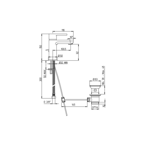 Paini 92CR211FTKM Смеситель для раковины Арена с д/к, хром