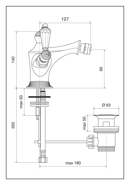 Emmevi The One Atena, смеситель для биде. Прозрачные кристаллы Swarovski, цвет бронза 98004LCSW/BR