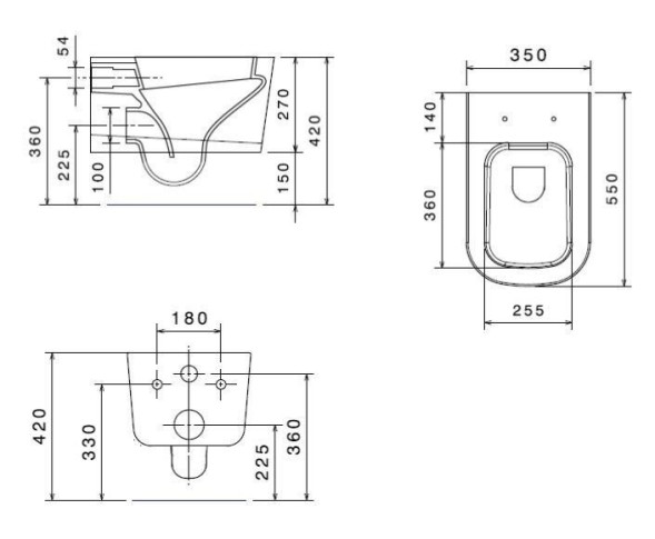 Унитаз GALASSIA Meg11 PRO 5411 NEMT подвесной с крепежом цвет черный матовый