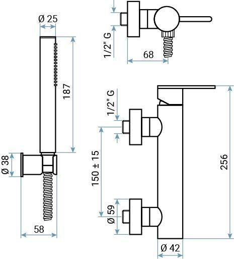 Emmevi Filobrass, однорычажный смеситель для душа с набором для душа, цвет хром 85002B/CR