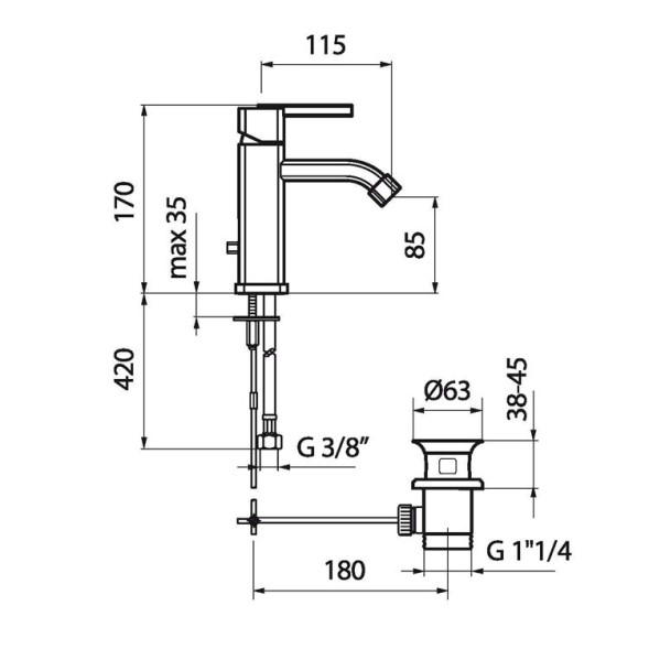 Смеситель для раковины Webert Azeta AZ830102015. хром