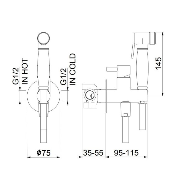Гигиенический душ со смесителем Webert Elio EL870302345, никель