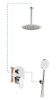 AQG Beta, душевой комплект ER211 на 2 потребителя: с круглым верхним душем 25 см и кронштейном 35 см, цвет хром
