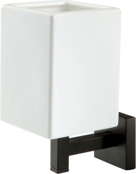 Stil Haus Urania, настенный керамический стакан, цвет чёрный матовый - черная матовая керамика