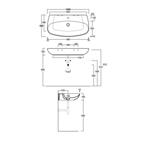 Раковина SIMAS VIGNONI подвесная или накладная с одним отверстием цвет белый VI12