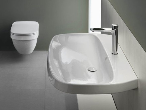 Раковина HATRIA ABITO YXXH01 подвесная или накладная с одним отверстием с переливом цвет белый