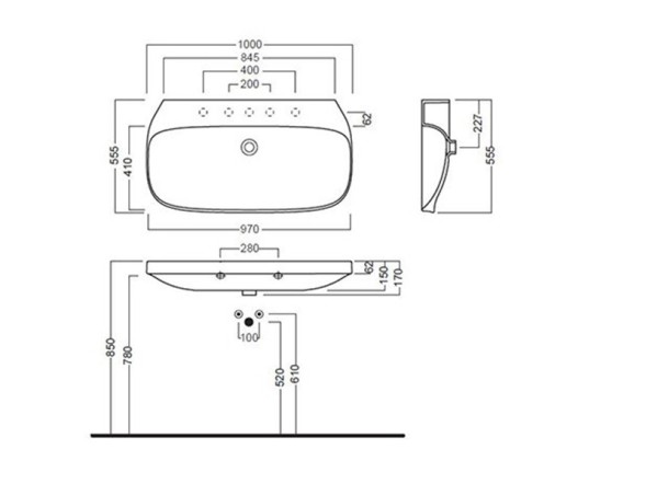 Раковина HATRIA ABITO YXXH01 подвесная или накладная с одним отверстием с переливом цвет белый