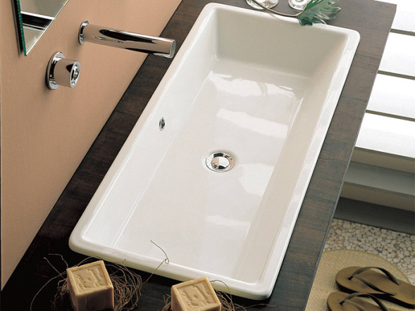 Раковина Scarabeo GAIA встраиваемая сверху с переливом без отверстий цвет белый 8033