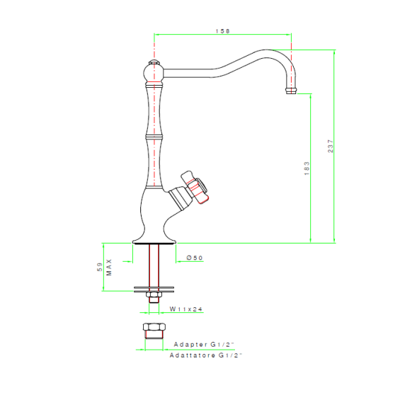 Nicolazzi Кран для фильтра Mini El Capitan 1435 CB 11 цвет хром брашированный