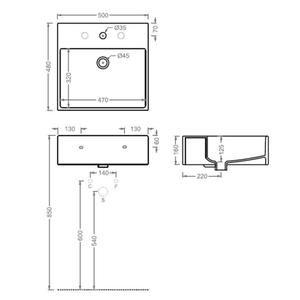 Раковина Artceram Quadro подвесная/накладная с одним отверстием цвет белый/Cementina QUL002 01 86