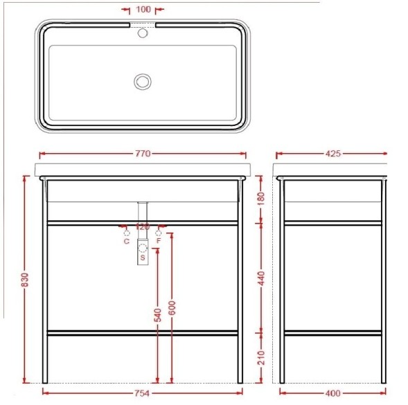 Консоль Artceram Fuori Scala металлическая для прямоугольной раковины цвет белый матовый ACA057 05