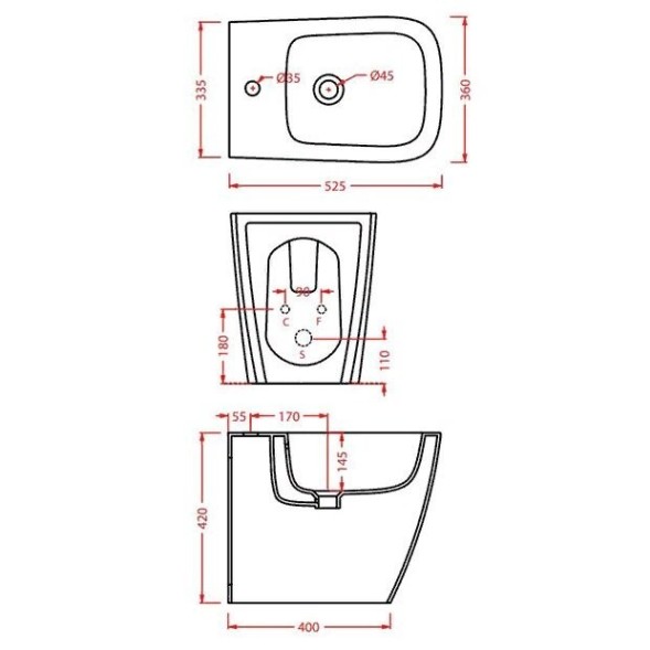 Биде Artceram A16 напольное с одним отверстием цвет белый ASB002 01 00