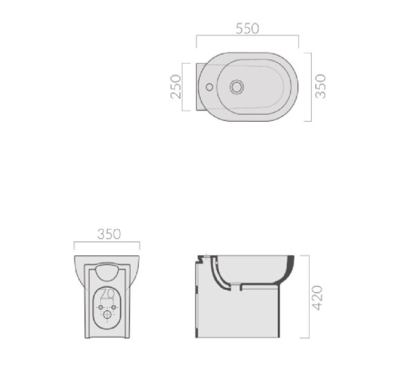Биде GALASSIA M2 5217 напольное с одним отверстием с крепежом цвет белый глянцевый