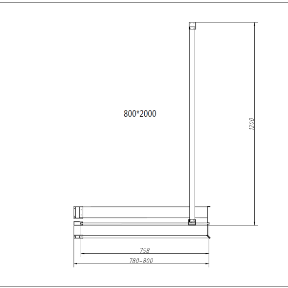 Vincea Душевая перегородка Волк-Ин (Walk-In) HR VSW-4HR800CGB, 800*2000, черный, стекло тонированное