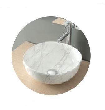 NOFER Раковина накладная круглая 400x400x145 мм SPIN40 23594 мрамор белый