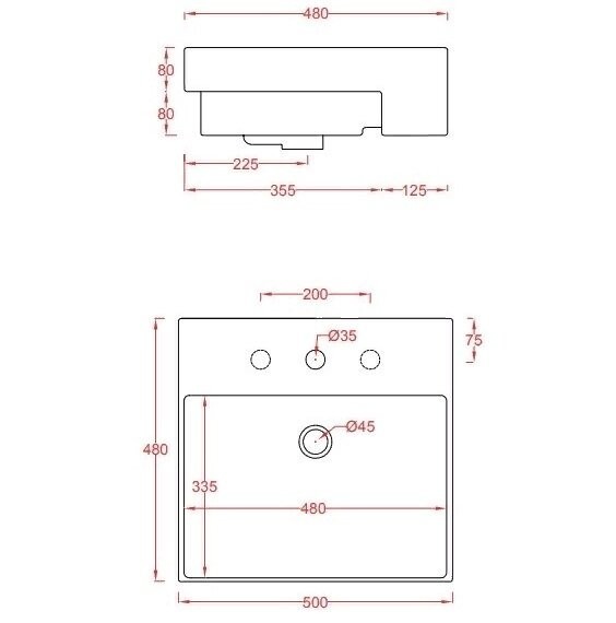 Раковина Artceram Quadro полувстраиваемая с одним отверстием цвет белый QUL004 01 00