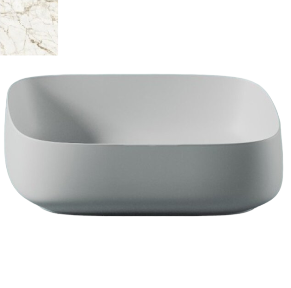 Раковина Artceram Cognac Quadro накладная без отверстий  цвет Calacatta COL009 94 00