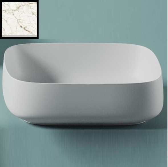 Раковина Artceram Cognac Quadro накладная без отверстий  цвет Calacatta COL009 94 00