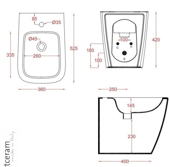 Биде Artceram A16 напольное с одним отверстием цвет черный матовый ASB002 17 00