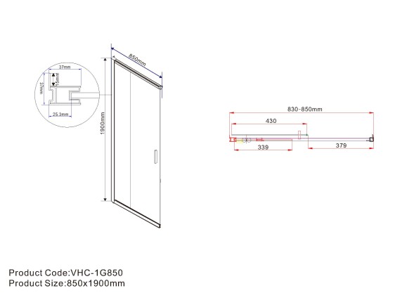 Vincea Душевой уголок Гарда (Garda) VSS-1G8510CLB, 1000*850, черный, стекло прозрачное