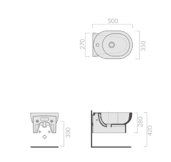 Биде GALASSIA M2 5219 подвесное с одним отверстием цвет белый глянцевый