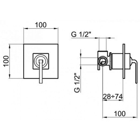 Смеситель для душа встраиваемый Webert Wolo WO880101564, хром/черный